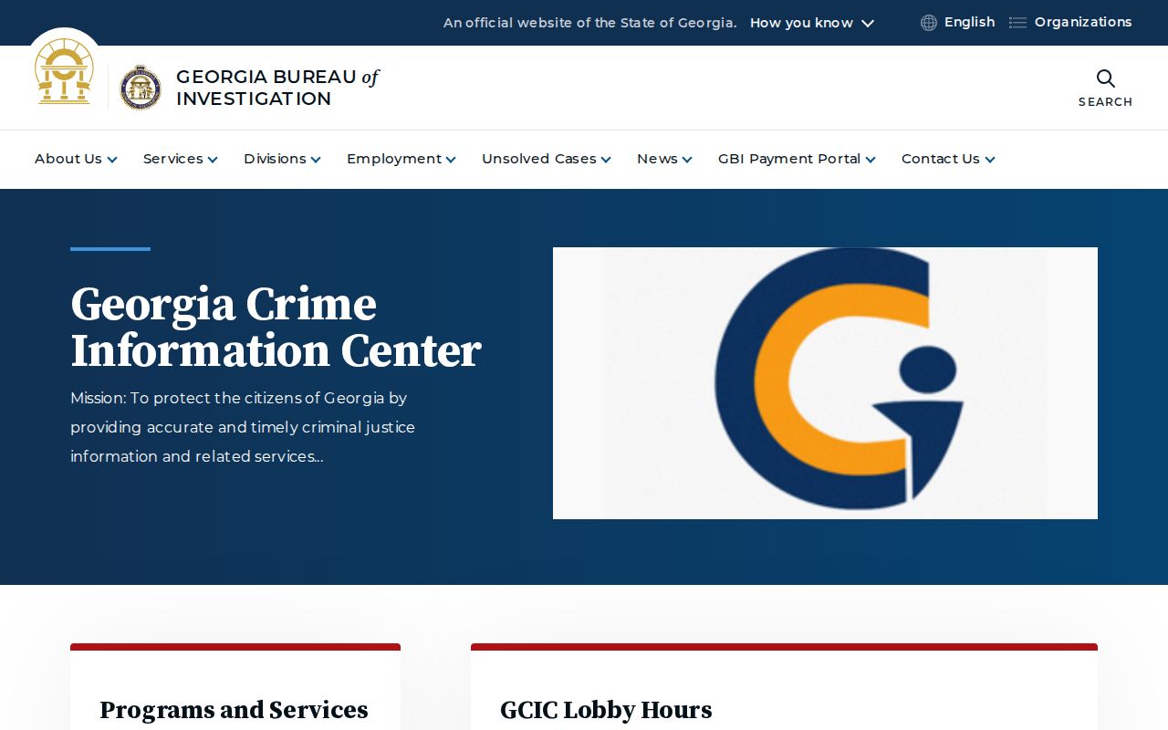 Georgia Crime Information Center official criminal history services