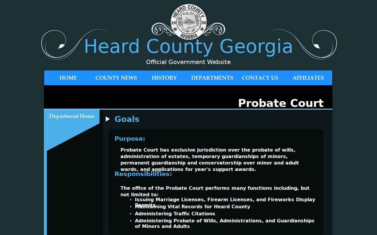 Heard County Probate Court official service page
