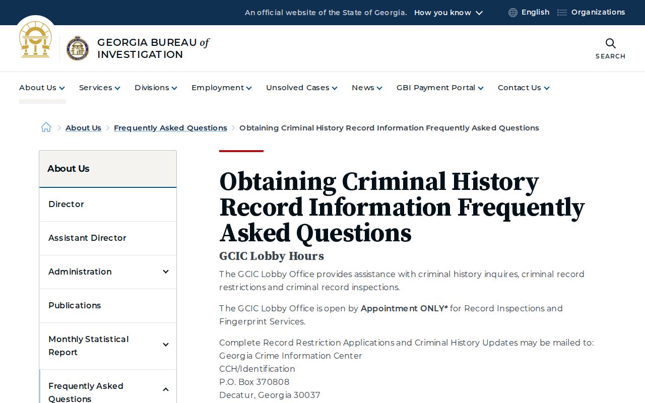 GBI guidance for obtaining Georgia criminal-history records