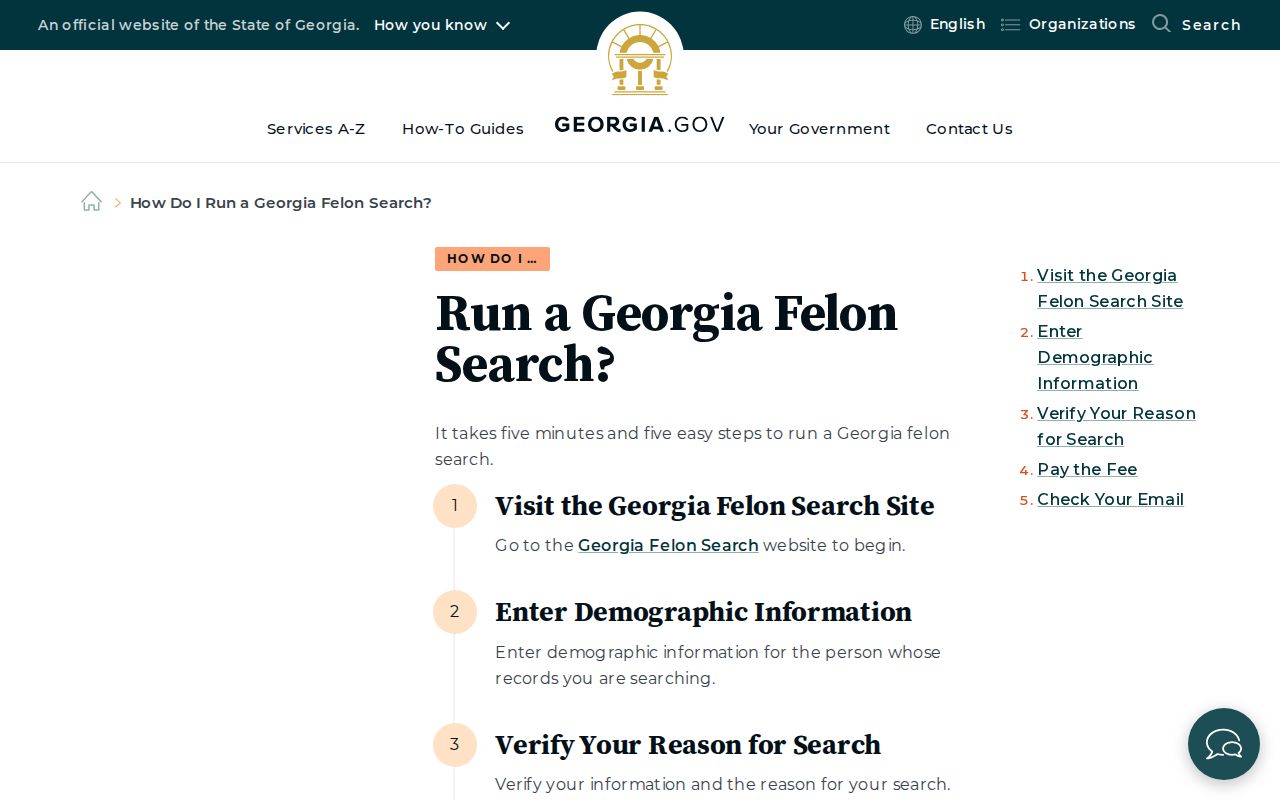 Official Georgia Felon Search instructions