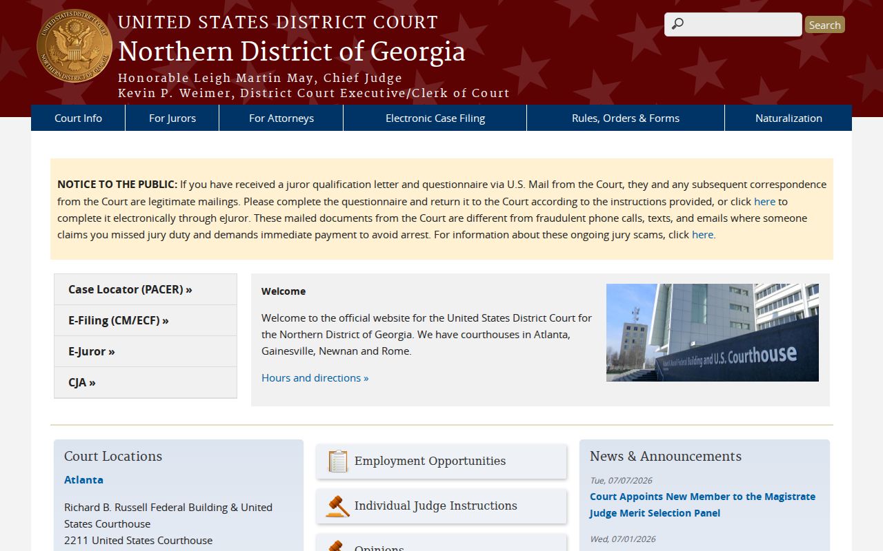 Northern District of Georgia official court website